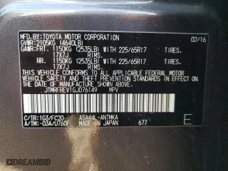 2016 Toyota RAV4 XLE with VIN JTMRFREV1GJ076149, listed as a Copart auction lot 50938145 with 103,666 mi miles and Salvage Title. Bid and sale history available at carsss.com. Image 15.
