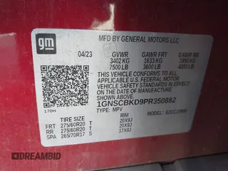 2023 Chevrolet Suburban LS with VIN 1GNSCBKD9PR350882, listed as a IAAI auction lot 41679881 with 78,109 mi miles and . Bid and sale history available at DreamBid. Image 9.