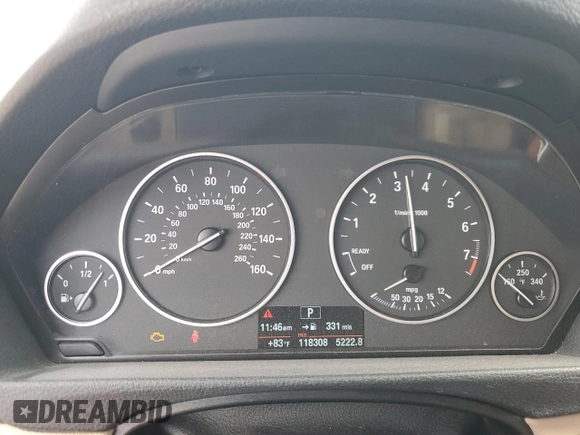 2013 BMW 3 Series 328i with VIN WBA3C1G52DNR49440, listed as a Copart auction lot 61546685 with 118,308 mi miles and Salvage title. Bid and sale history available at DreamBid. Image 9.