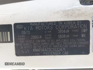 2012 Kia Forte EX with VIN KNAFU4A23C5522471, listed as a IAAI auction lot 42139432 with 176,205 mi miles. Bid and sale history available at carsss.com. Image 9.