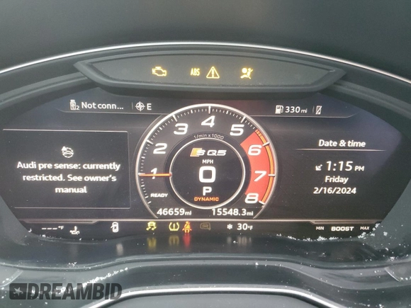 2018 Audi SQ5 Premium Plus with VIN WA1A4AFY5J2021776, listed as a Copart auction lot 43224194 with 46,659 mi miles and . Bid and sale history available at DreamBid. Image 9.