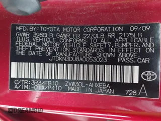 2010 Toyota Prius II with VIN JTDKN3DU8A0053023, listed as a IAAI auction lot 42077954 with 153,657 mi miles. Bid and sale history available at carsss.com. Image 9.