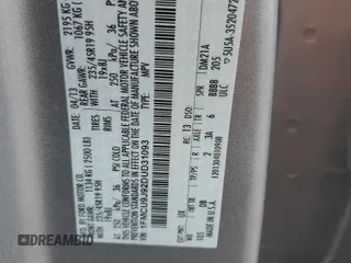 2013 Ford Escape Titanium с VIN 1FMCU9J92DUD31093, выставлен на аукционе Copart как лот 57121425 с пробегом 107 979 миль миль и Списание • Salvage title. История ставок и продаж доступна на DreamBid. Изображение 13.