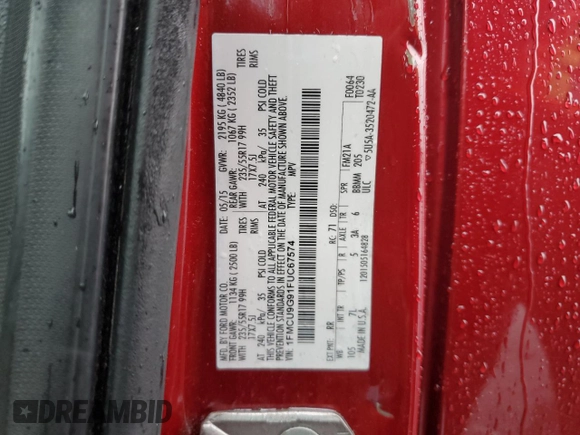 2015 Ford Escape SE with VIN 1FMCU9G91FUC67574, listed as a Copart auction lot 52578675 with 139,000 mi miles and Salvage Title. Bid and sale history available at carsss.com. Image 14.