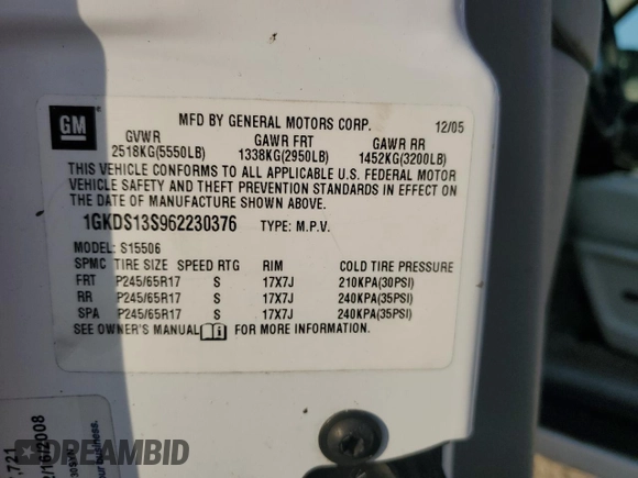 2006 GMC Envoy SLT with VIN 1GKDS13S962230376, listed as a Copart auction lot 43613965 with 136,462 mi miles and Salvage Title. Bid and sale history available at carsss.com. Image 14.
