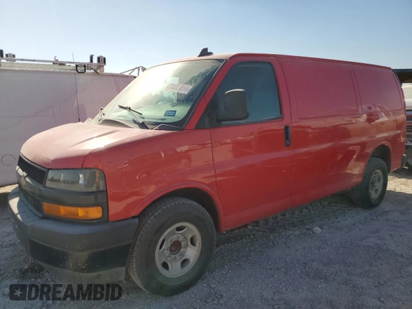 2018 Chevrolet Express Cargo Van with VIN 1GCWGAFPXJ1342146, listed as a Copart auction lot 74433064 with 107,698 mi miles and Salvage Title. Bid and sale history available at carsss.com. Image 1.