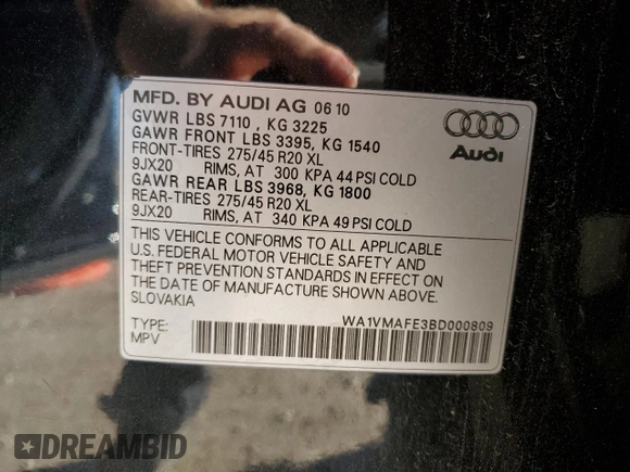2011 Audi Q7 3.0L TDI Prestige with VIN WA1VMAFE3BD000809, listed as a Copart auction lot 83386214 with 114,522 mi miles and Clean Title. Bid and sale history available at carsss.com. Image 13.