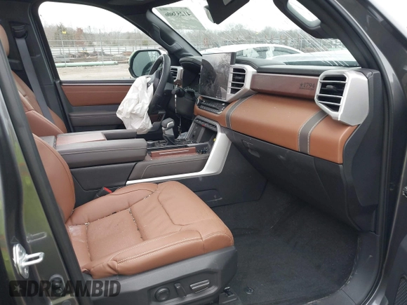 2024 Toyota Tundra 1794 Edition with VIN 5TFMA5DBXRX142402, listed as a IAAI auction lot 41253806 with 17,523 mi miles and . Bid and sale history available at DreamBid. Image 5.
