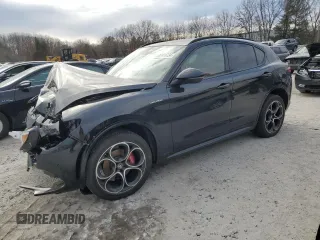 2022 Alfa Romeo Stelvio Ti with VIN ZASPAKBN8N7D26442, listed as a Copart auction lot 87418734 with 0 mi miles and Salvage Title. Bid and sale history available at carsss.com. Image 1.