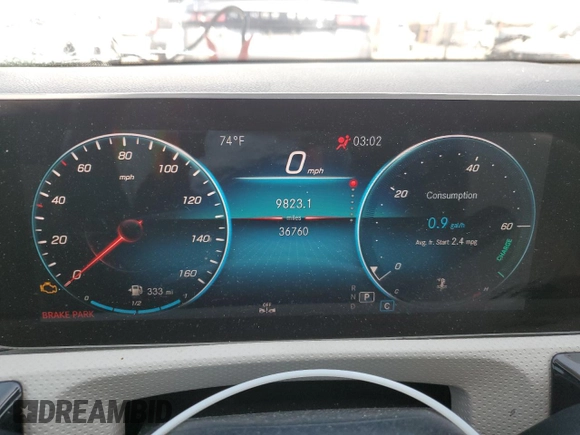 2020 Mercedes-Benz A 220 with VIN WDD3G4EB3LW039599, listed as a Copart auction lot 51869905 with 36,760 mi miles and Salvage Title. Bid and sale history available at DreamBid. Image 9.