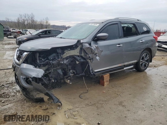 2020 Nissan Pathfinder Platinum with VIN 5N1DR2DM0LC634911, listed as a Copart auction lot 50575835 with 80,597 mi miles and Salvage title. Bid and sale history available at DreamBid. Image 1.