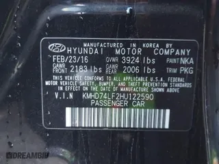2017 Hyundai Elantra SE with VIN KMHD74LF2HU122590, listed as a IAAI auction lot 41838017 with 171,760 mi miles. Bid and sale history available at carsss.com. Image 9.