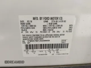 2018 Ford Explorer с VIN 1FM5K7B81JGA99959, выставлен на аукционе IAAI как лот 42234541 с пробегом 46 457 миль миль и . История ставок и продаж доступна на DreamBid. Изображение 9.