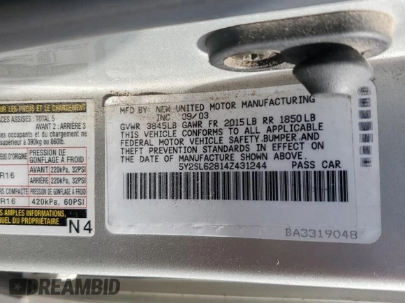 2004 Pontiac Vibe с VIN 5Y2SL62814Z431244, выставлен на аукционе Copart как лот 55790455 с пробегом 128 197 миль миль и Списание • Salvage title. История ставок и продаж доступна на DreamBid. Изображение 12.