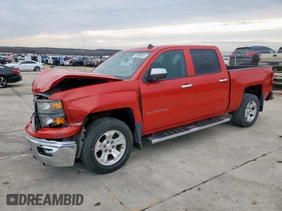 2014 Chevrolet Silverado 1500 LT with VIN 3GCUKREC2EG291896, listed as a Copart auction lot 46988045 with 143,810 mi miles and Salvage Title. Bid and sale history available at DreamBid. Image 1.
