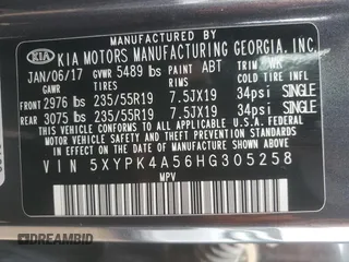 2017 Kia Sorento SXL z VIN 5XYPK4A56HG305258, wystawiony jako Copart lot #78742384 z przebiegiem Nie podano mil oraz Nie do naprawy • Non repairable. Historia ofert i sprzedaży dostępna na DreamBid. Obrazek 13.