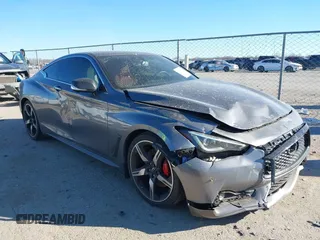 2022 Infiniti Q60 Red Sport 400 with VIN JN1FV7LL2NM680688, listed as a IAAI auction lot 41263397 with 14,001 mi miles and . Bid and sale history available at DreamBid. Image 1.