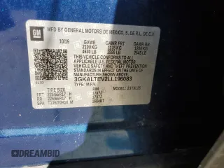 2020 GMC Terrain SLE z VIN 3GKALTEV2LL196083, wystawiony jako Copart lot #49717925 z przebiegiem 64 773 mil mil oraz Szkody całkowita. Historia ofert i sprzedaży dostępna na DreamBid. Obrazek 15.