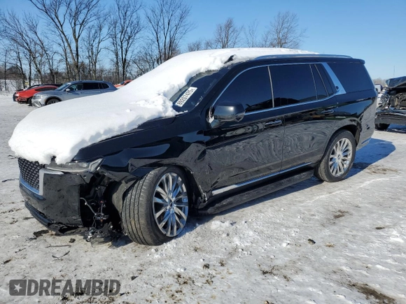 2021 Cadillac Escalade Premium Luxury z VIN 1GYS4CKL6MR486671, wystawiony jako Copart lot #89207425 z przebiegiem Nie podano mil oraz Szkoda całkowita • Salvage title. Historia ofert i sprzedaży dostępna na DreamBid. Obrazek 1.
