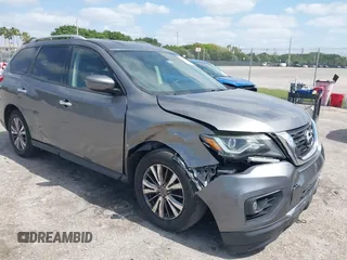 2018 Nissan Pathfinder SV z VIN 5N1DR2MNXJC615370, wystawiony jako IAAI lot #42086492 z przebiegiem 105 187 mil mil oraz . Historia ofert i sprzedaży dostępna na DreamBid. Obrazek 1.