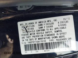 2012 Honda Accord EX with VIN 1HGCP2F73CA176100, listed as a IAAI auction lot 42468514 with 207,062 mi miles and . Bid and sale history available at DreamBid. Image 9.