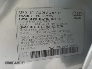 2013 Audi allroad Prestige with VIN WA1VFAFL0DA109399, listed as a Copart auction lot 44968395 with 112,180 mi miles and Salvage Title. Bid and sale history available at carsss.com. Image 12.