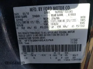 2011 Ford F-250 XL with VIN 1FT7X2B61BEA33568, listed as a IAAI auction lot 41692557 with 177,689 mi miles and . Bid and sale history available at DreamBid. Image 9.