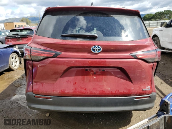 2021 Toyota Sienna LE with VIN 5TDBRKEC7MS066674, listed as a Copart auction lot 48255035 with 45,679 mi miles and Salvage Title. Bid and sale history available at carsss.com. Image 6.