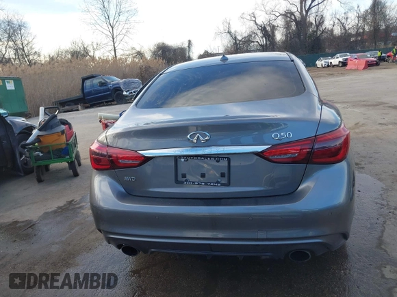 2019 Infiniti Q50 3.0t LUXE with VIN JN1EV7AR7KM559508, listed as a IAAI auction lot 41568575 with 21,921 mi miles. Bid and sale history available at carsss.com. Image 16.