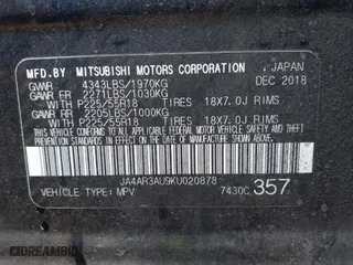2019 Mitsubishi Outlander Sport ES 2.0 with VIN JA4AR3AU9KU020878, listed as a IAAI auction lot 41289757 with 81,731 mi miles. Bid and sale history available at carsss.com. Image 9.