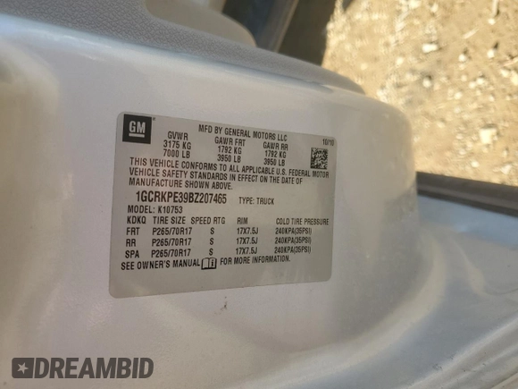 2011 Chevrolet Silverado 1500 Work Truck with VIN 1GCRKPE39BZ207465, listed as a Copart auction lot 88478205 with 192,651 mi miles and Salvage Title. Bid and sale history available at DreamBid. Image 12.