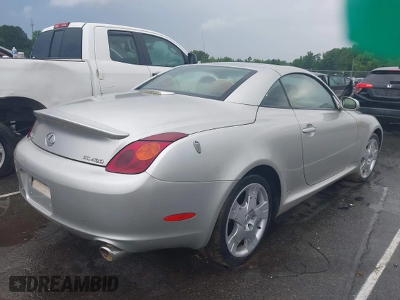2005 Lexus SC 430 with VIN JTHFN48Y750068203, listed as a IAAI auction lot 42270237 with 178,539 mi miles and . Bid and sale history available at DreamBid. Image 4.
