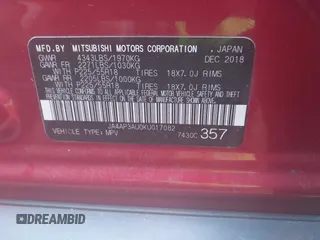 2019 Mitsubishi Outlander Sport ES 2.0 with VIN JA4AP3AU0KU017082, listed as a IAAI auction lot 41218595 with 93,513 mi miles. Bid and sale history available at carsss.com. Image 9.