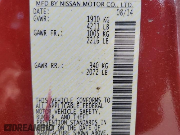 2015 Nissan Altima 2.5 with VIN 1N4AL3APXFN327449, listed as a Copart auction lot 54964185 with 91,241 mi miles and Salvage title. Bid and sale history available at DreamBid. Image 12.