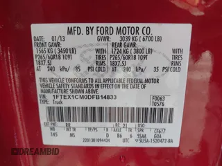 2013 Ford F-150 XL with VIN 1FTEX1CM0DFB14833, listed as a IAAI auction lot 41722377 with 149,641 mi miles. Bid and sale history available at carsss.com. Image 9.
