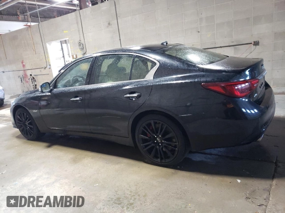 2020 Infiniti Q50 Red Sport 400 with VIN JN1FV7AR5LM660326, listed as a Copart auction lot 50599215 with 77,739 mi miles and Salvage Title. Bid and sale history available at carsss.com. Image 2.