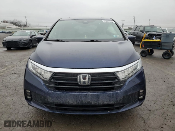 2021 Honda Odyssey EX-L with VIN 5FNRL6H70MB011669, listed as a Copart auction lot 43685815 with 77,542 mi miles and Salvage Title. Bid and sale history available at DreamBid. Image 5.