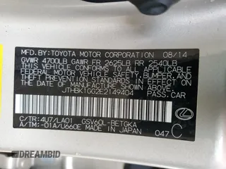 2014 Lexus ES 330 z VIN JTHBK1GG2E2149404, wystawiony jako Copart lot #55436505 z przebiegiem 154 550 mil mil oraz Szkoda całkowita • Salvage title. Historia ofert i sprzedaży dostępna na DreamBid. Obrazek 13.