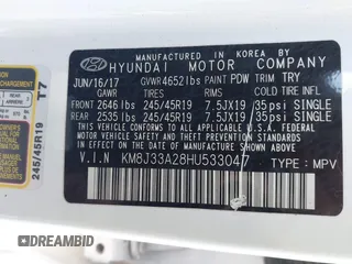 2017 Hyundai Tucson Value z VIN KM8J33A28HU533047, wystawiony jako IAAI lot #41853087 z przebiegiem 74 238 mil mil oraz . Historia ofert i sprzedaży dostępna na DreamBid. Obrazek 9.