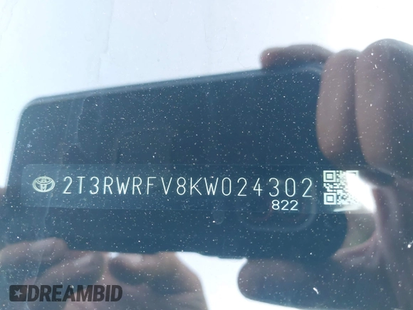 2019 Toyota RAV4 Hybrid XLE with VIN 2T3RWRFV8KW024302, listed as a IAAI auction lot 42777287 with 42,413 mi miles and . Bid and sale history available at DreamBid. Image 17.