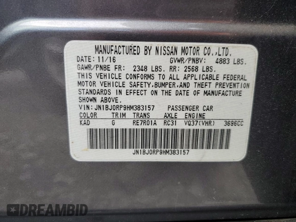 2017 Infiniti QX50 with VIN JN1BJ0RP9HM383157, listed as a Copart auction lot 71429504 with 61,915 mi miles and Salvage Title. Bid and sale history available at carsss.com. Image 14.