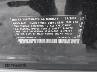 2014 Volkswagen CC Lux with VIN WVWRP7AN3EE537770, listed as a IAAI auction lot 41385247 with 135,069 mi miles. Bid and sale history available at carsss.com. Image 9.
