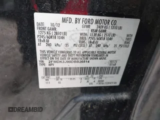 2013 Ford Edge SEL with VIN 2FMDK3J99DBB26514, listed as a IAAI auction lot 42047335 with 112,790 mi miles. Bid and sale history available at carsss.com. Image 9.