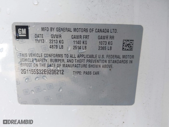 2014 Chevrolet Impala LTZ with VIN 2G1155S32E9206212, listed as a IAAI auction lot 40686005 with 76,750 mi miles. Bid and sale history available at carsss.com. Image 9.
