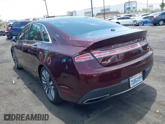 2017 Lincoln MKZ Reserve with VIN 3LN6L5E93HR619155, listed as a IAAI auction lot 42588411 with 60,140 mi miles and . Bid and sale history available at DreamBid. Image 3.