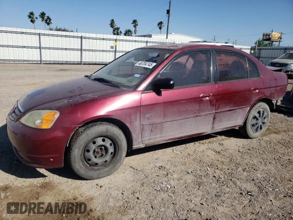 2003 Honda Civic LX with VIN 2HGES16543H526111, listed as a Copart auction lot 48704745 with 196,499 mi miles and Salvage Title. Bid and sale history available at carsss.com. Image 1.