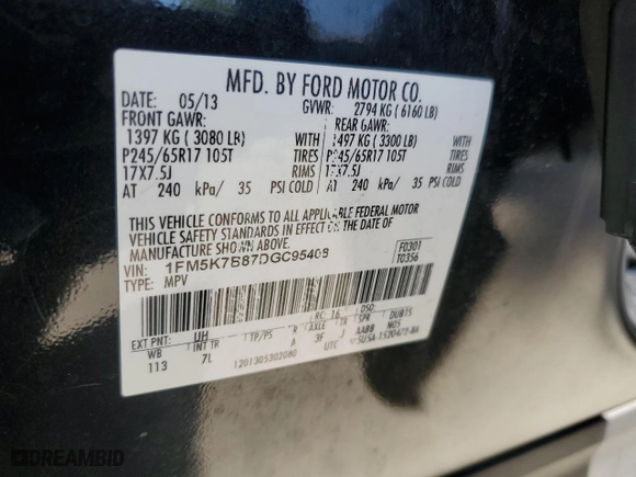 2013 Ford Explorer with VIN 1FM5K7B87DGC95408, listed as a Copart auction lot 51526205 with 157,473 mi miles and Salvage Title. Bid and sale history available at carsss.com. Image 15.