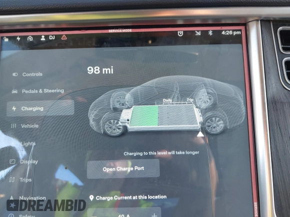 2013 Tesla Model S with VIN 5YJSA1CN7DFP22690, listed as a IAAI auction lot 40981089 with 188,057 mi miles. Bid and sale history available at carsss.com. Image 18.