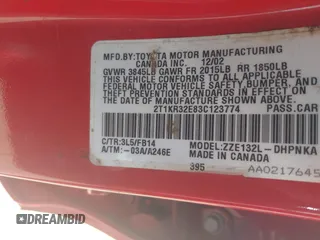2003 Toyota Matrix Std z VIN 2T1KR32E83C123774, wystawiony jako IAAI lot #42136425 z przebiegiem 157 285 mil mil oraz . Historia ofert i sprzedaży dostępna na DreamBid. Obrazek 9.