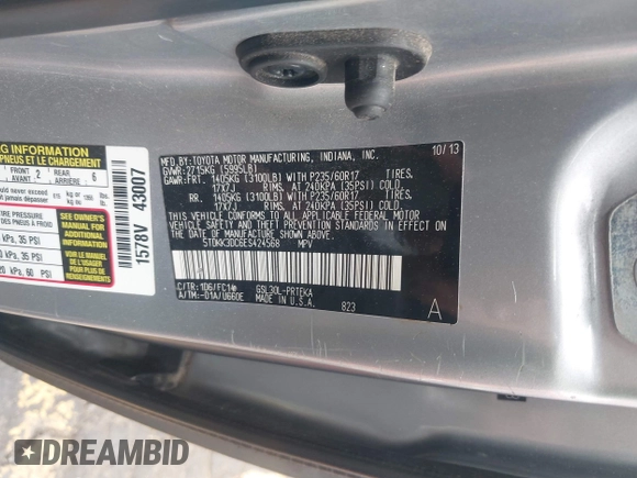 2014 Toyota Sienna LE AAS с VIN 5TDKK3DC6ES424568, выставлен на аукционе IAAI как лот 42067795 с пробегом 148 218 миль миль и . История ставок и продаж доступна на DreamBid. Изображение 9.